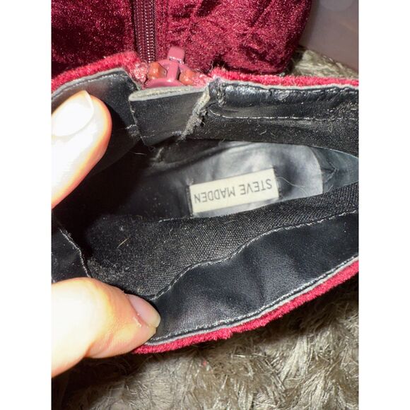 Steve Madden Irina Red Velvet Bootie - Picture 2 of 4